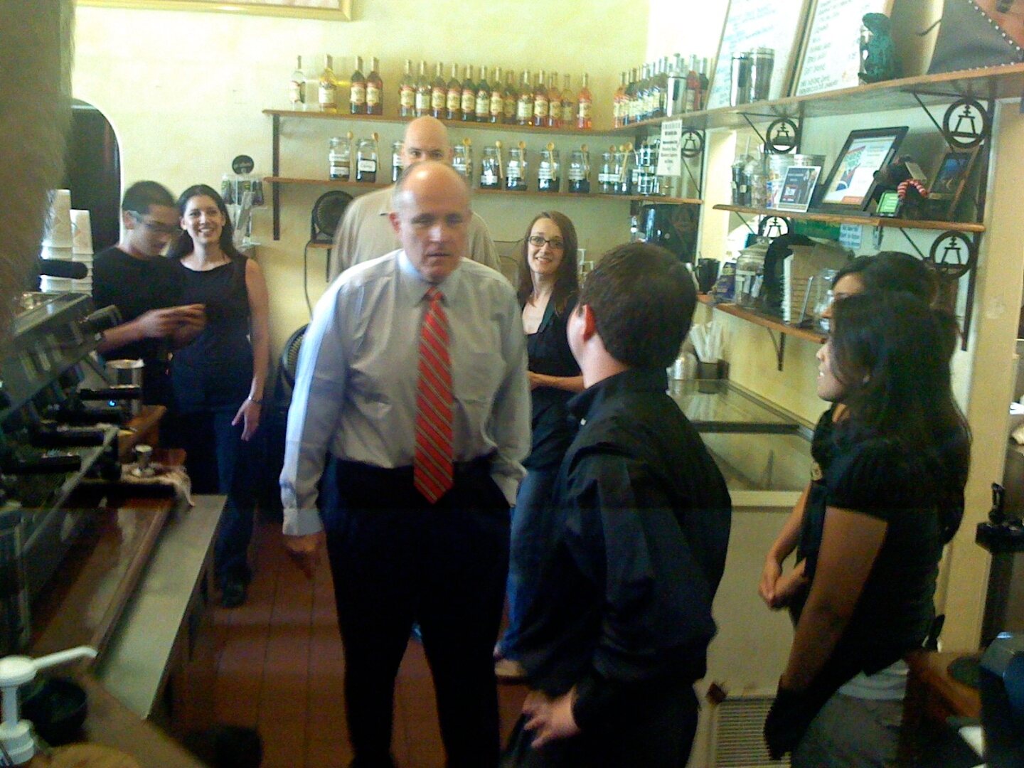 Michael D. Shear and others at a campaign or reporting stop