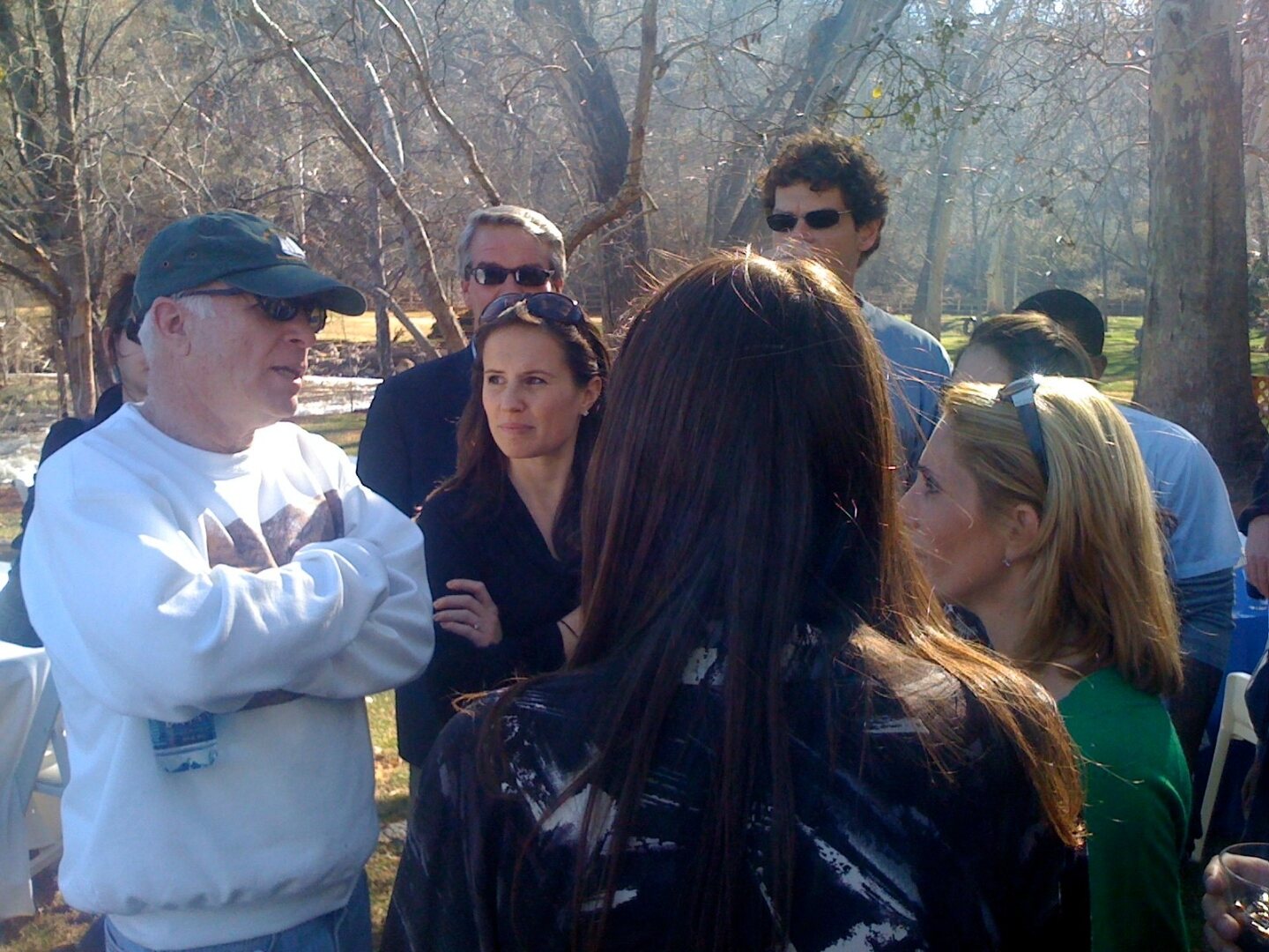 Michael D. Shear reporting in a crowd