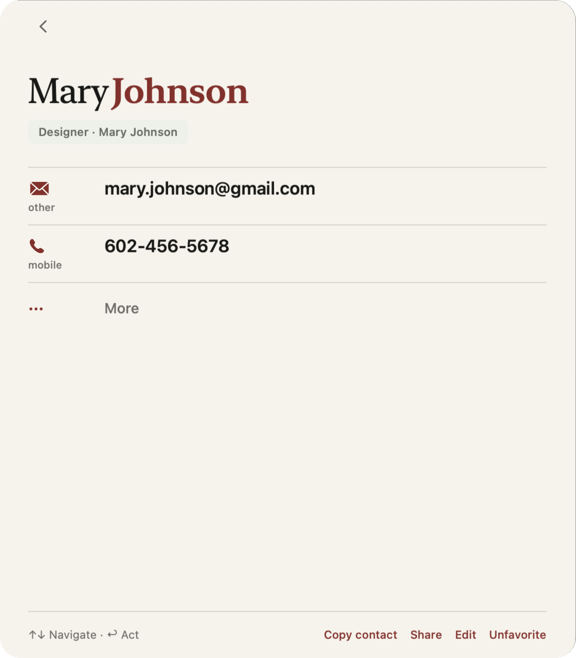 Deets Card in Paper Light Mode